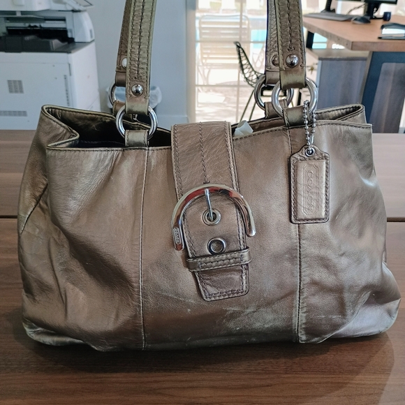 Coach Handbags - Coach Metallic Leather Tote Bag